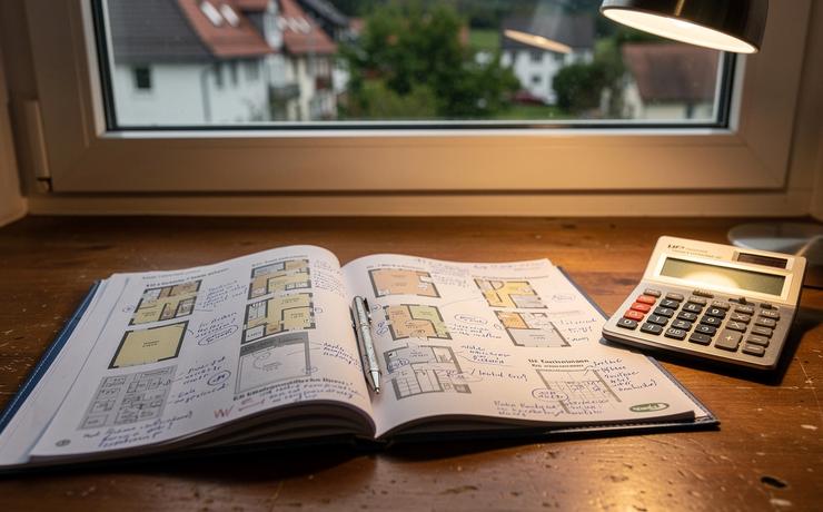 Notizen und Exposé bei der Wohnungskauf-Beratung
